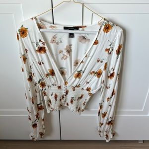 Forever 21 floral long sleeve crop top